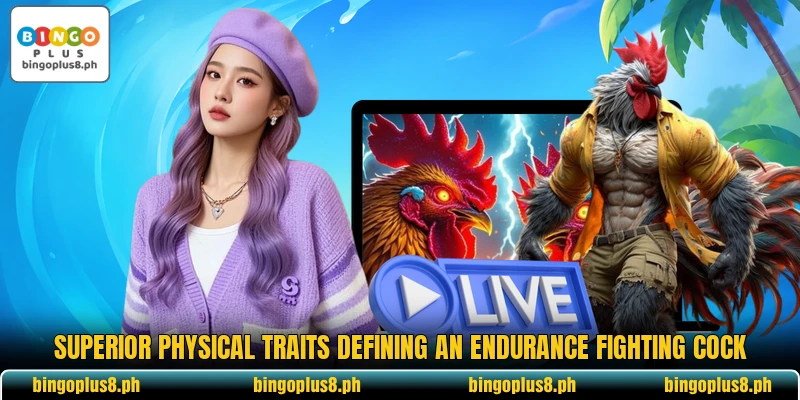 Superior physical traits defining an endurance fighting cock